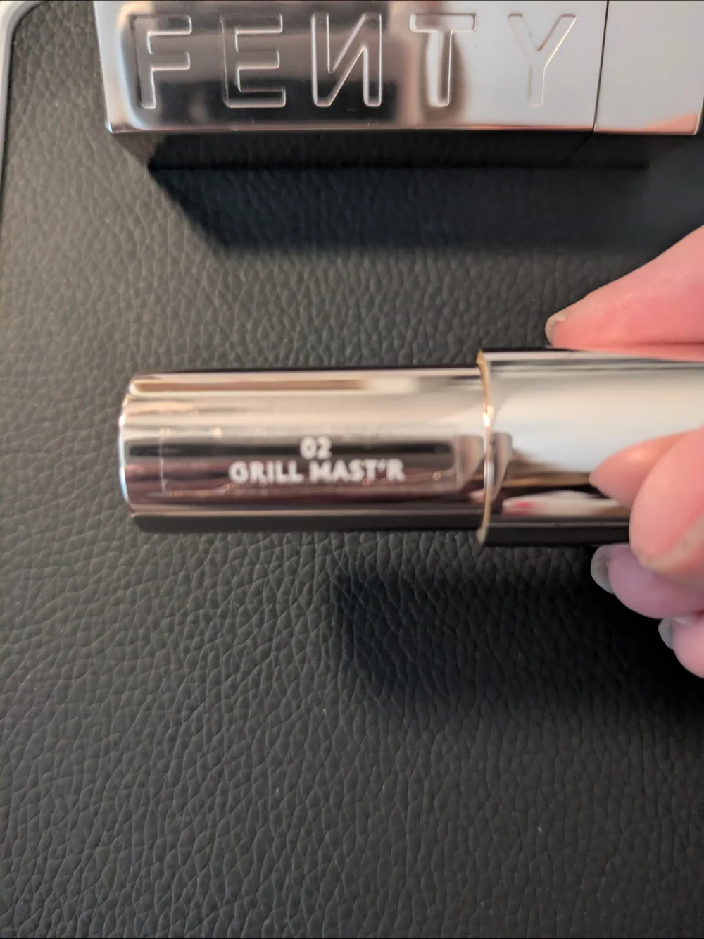 FENTY Silver Metallic Lipstick Case With Shade Grill Mast'r